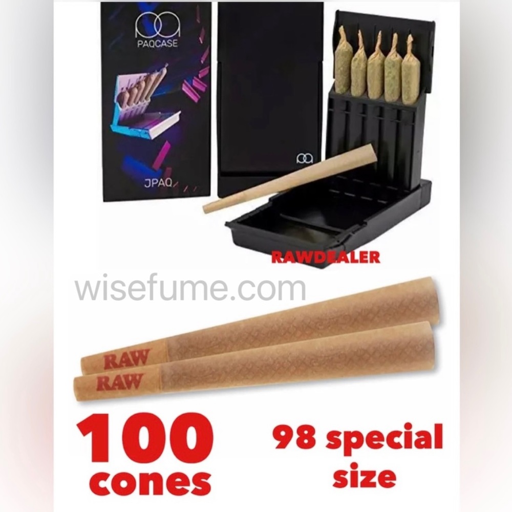 RAW classic 98 special size pre rolled cone 100PK+ JPAQ Ultra-Sleek Joint holder